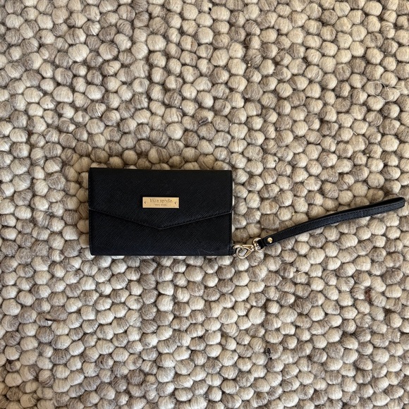 Kate Spade Black Wristlet with Gold Accents - Picture 2 of 6